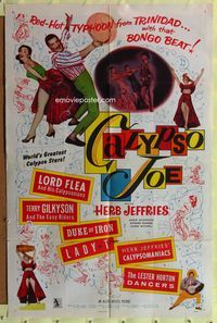 3r136 CALYPSO JOE one-sheet movie poster '57 Herb Jeffries, Angie Dickinson, cool art!