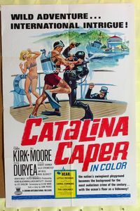 3r143 CATALINA CAPER one-sheet '67 sexy girl in bikini watches Tommy Kirk fight in scuba gear!