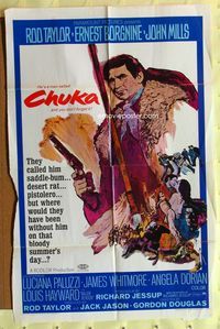 3r153 CHUKA one-sheet poster '67 Rod Taylor is a saddle-bum & pistolero, cool Native American art!