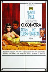 3r160 CLEOPATRA Spanish/U.S. one-sheet '64 Elizabeth Taylor, Richard Burton, Rex Harrison, Terpning art!