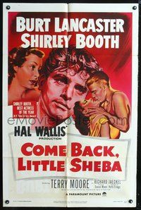 3r169 COME BACK LITTLE SHEBA one-sheet '53 romantic artwork of Burt Lancaster & Shirley Booth!