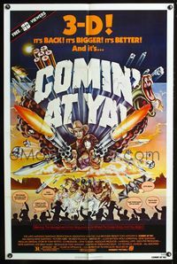 3r174 COMIN' AT YA one-sheet movie poster '81 Tony Anthony, 3D western, wild in-your-face artwork!