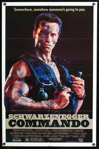 3r175 COMMANDO one-sheet movie poster '85 Arnold Schwarzenegger is going to make someone pay!