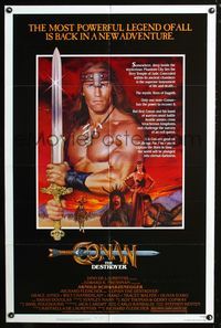 3r177 CONAN THE DESTROYER one-sheet poster '84 Arnold Schwarzenegger is the most powerful legend!