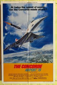 3r178 CONCORDE: AIRPORT '79 style B 1sheet '79 cool art of the fastest airplane attacked by missile!