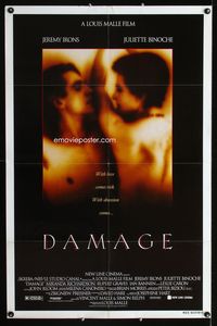 3r204 DAMAGE DS 1sheet '92 Louis Malle's Fatale, intimate photo of Jeremy Irons & Juliette Binoche!