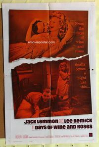 3r216 DAYS OF WINE & ROSES one-sheet poster '63 Blake Edwards, alcoholics Jack Lemmon & Lee Remick!