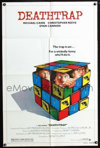 3r219 DEATHTRAP style B 1sheet '82 art of Chris Reeve, Michael Caine & Dyan Cannon in Rubicks Cube!