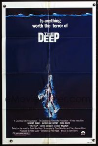 3r221 DEEP style B one-sheet poster '77 great art of sexy swimming scuba diver Jacqueline Bisset!