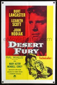 3r226 DESERT FURY one-sheet movie poster R58 great images of Burt Lancaster, Lizabeth Scott & cast!