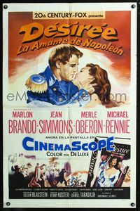 3r227 DESIREE Spanish/U.S. one-sheet movie poster '54 romantic artwork of Marlon Brando & Jean Simmons!