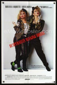 3r230 DESPERATELY SEEKING SUSAN 1sh '85 bad Madonna & Rosanna Arquette are mistaken for each other!