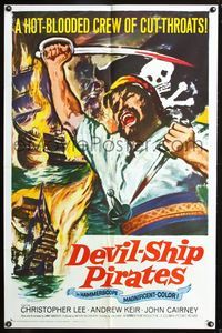 3r234 DEVIL-SHIP PIRATES one-sheet movie poster '64 a hot-blooded crew of cutthroats, cool artwork!