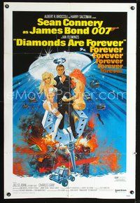 3r236 DIAMONDS ARE FOREVER one-sheet poster '71 Sean Connery as James Bond 007 by Robert McGinnis!