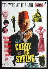 3r141 CARRY ON SPYING English one-sheet movie poster '64 wacky art of sexy English spy spoof!