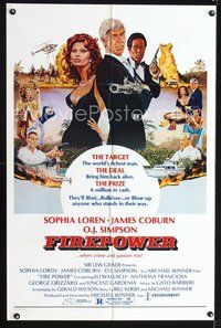 3r312 FIREPOWER one-sheet poster '79 C.W. Taylor art of Sophia Loren, James Coburn & O.J. Simpson!