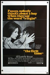 3r316 FIRST TIME one-sheet movie poster '69 close-up of sexy Jacqueline Bisset & Wes Stern!