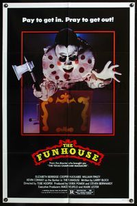 3r353 FUNHOUSE Clown style one-sheet poster '81 Tobe Hooper, creepy carnival clown horror image!