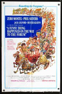 3r355 FUNNY THING HAPPENED ON THE WAY TO THE FORUM 1sheet '66 great Jack Davis art of entire cast!