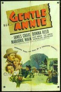 3r369 GENTLE ANNIE one-sheet '45 great western image of Donna Reed, James Craig, & Marjorie Main!