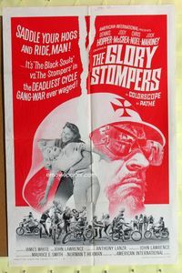 3r378 GLORY STOMPERS one-sheet movie poster '67 AIP biker gangs, Dennis Hopper, cool art of biker!