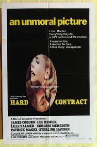 3r415 HARD CONTRACT one-sheet poster '69 cool close-up romantic image of James Coburn & Lee Remick!