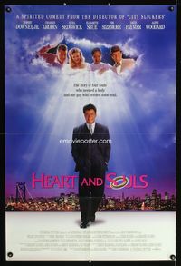3r419 HEART & SOULS one-sheet '93 Robert Downey Jr, Charles Grodin, Kyra Sedgwick, Elizabeth Shue!