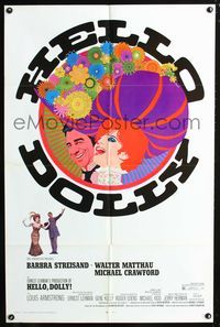 3r429 HELLO DOLLY one-sheet poster '70 art of Barbra Streisand & Walter Matthau by Richard Amsel!