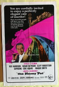 3r448 HONEY POT style C one-sheet '67 cool art of Rex Harrison & Susan Hayward!