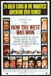 3r462 HOW THE WEST WAS WON one-sheet poster '64 John Ford epic, great portraits of 13 top stars!