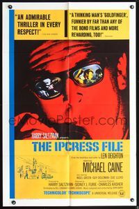 3r482 IPCRESS FILE one-sheet '65 cool close-up of Michael Caine in the spy story of the century!