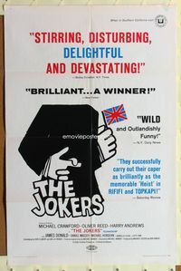 3r503 JOKERS one-sheet movie poster '67 Michael Crawford & Oliver Reed, cool British flag art!