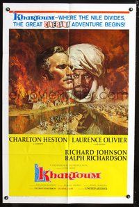3r510 KHARTOUM one-sheet poster '66 art of Charlton Heston & Laurence Olivier, Cinerama adventure!