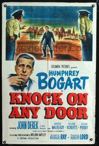 3r517 KNOCK ON ANY DOOR one-sheet poster '49 Humphrey Bogart, John Derek, Nicholas Ray directed!