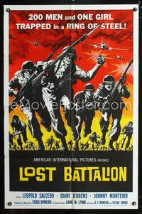 3r551 LOST BATTALION one-sheet movie poster '61 200 men and one girl trapped in a ring of steel!