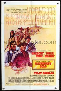 3r558 MacKENNA'S GOLD 1sh '69 Gregory Peck, Omar Sharif, Telly Savalas, Julie Newmar, Terpning art!