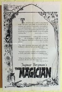 3r564 MAGICIAN one-sheet '58 Ingmar Bergman's classic Ansiktet with Max Von Sydow & Ingrid Thulin!