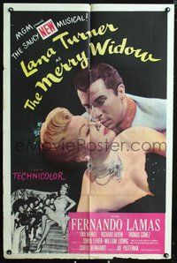 3r595 MERRY WIDOW one-sheet movie poster '52 close-up of sexy Lana Turner & Fernando Lamas!