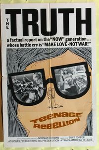 3r601 MONDO TEENO one-sheet movie poster '67 truth about the NOW generation, make love-not war!