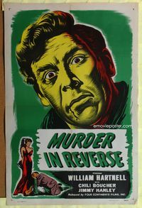 3r610 MURDER IN REVERSE 1sheet '45 art of man who kills a man he was already convicted of murdering!