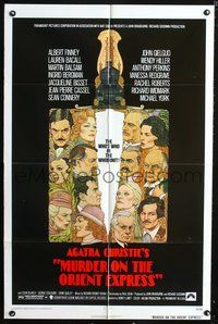 3r611 MURDER ON THE ORIENT EXPRESS 1sheet '74 Agatha Christie, great art of cast by Richard Amsel!