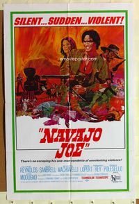 3r620 NAVAJO JOE one-sheet poster '67 Sergio Corbucci, Burt Reynolds as Native American Indian!