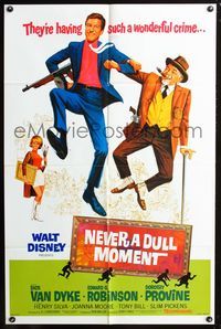 3r621 NEVER A DULL MOMENT style A one-sheet '68 Walt Disney, Dick Van Dyke, Edward G. Robinson