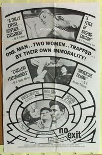 3r631 NO EXIT one-sheet poster '62 Viveca Lindfors in lesbian drama partly directed by Orson Welles!