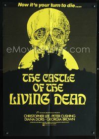 3r633 NOTHING BUT THE NIGHT Canadian 1sh '73 Christopher Lee, really wild artwork of decrepit skull!