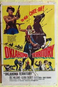 3r638 OKLAHOMA TERRITORY one-sheet poster '60 great art of Native American on horseback & cowboys!