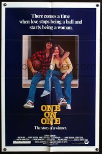 3r645 ONE ON ONE one-sheet '77 great image of Robby Benson holding basketball & Annette O'Toole!