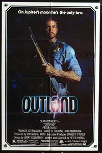 3r651 OUTLAND one-sheet '81 Sean Connery posing with shotgun is the only law on Jupiter's moon!