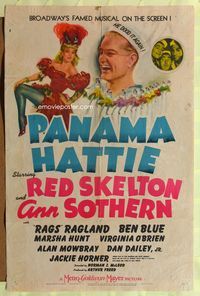 3r659 PANAMA HATTIE style C 1sheet '42 art of laughing sailor Red Skelton & sexy dancer Ann Sothern!