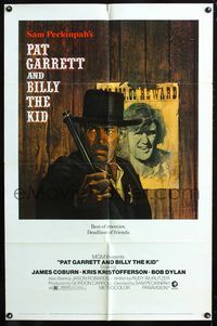 3r664 PAT GARRETT & BILLY THE KID one-sheet '73 Sam Peckinpah, Bob Dylan, James Coburn, Lesset art!